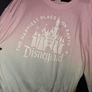 Disneyland Parks Pink and Blue Crew Neck Sweatshirt with Glitter Detail, Size XL